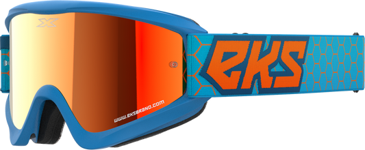 EKS BRAND - 067-60530 - FLAT OUT MIRROR GOGGLE CYAN/FLO ORANGE RED MIRROR
