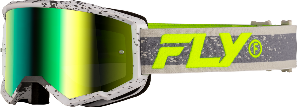 FLY Racing Zone Goggle Dark Grey/Hi-Vis W/ Iridescent Grn Mirror Lens
