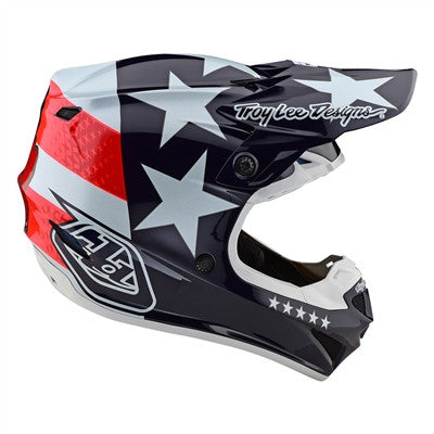 Troy Lee Designs 2021 SE4 Polyacrylite Offroad MIPS Helmet - Freedom Red/White