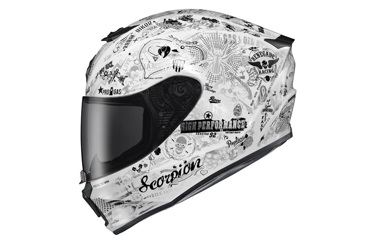 Scorpion EXO-R420 Full Face Helmet Shake II White