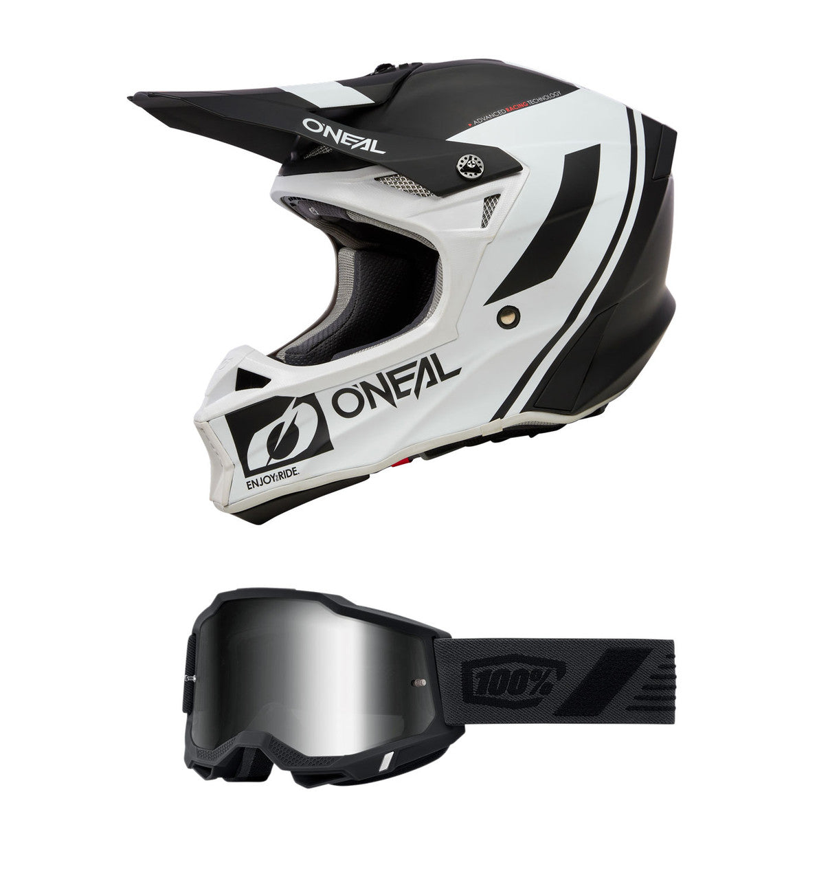 O'Neal 2024 10 Series Hyperlite Flow V.23 Helmet and Goggle Combo Black/White