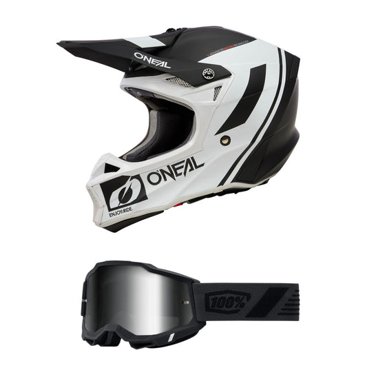 O'Neal 2024 10 Series Hyperlite Flow V.23 Helmet and Goggle Combo Black/White