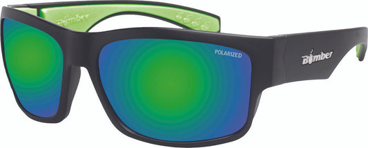 BOMBER - TR111-GM - TIGER BOMB EYEWEAR MATTE BLACK W/GREEN MIRROR POLARIZED