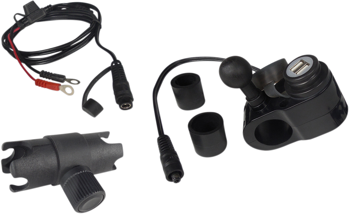 Gears Canada 100366-1 Dual USB Charger - 1" Ball Mount - Black