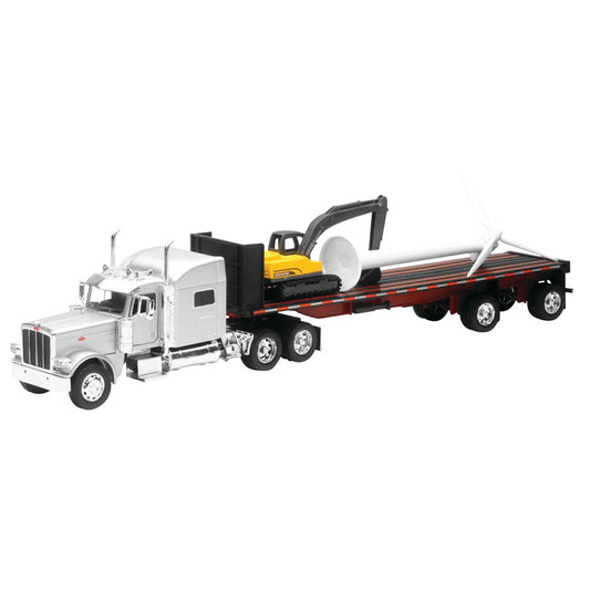 New Ray Toys 1:32 Scale Peterbilt 389 with Wind Turbine and Excavator