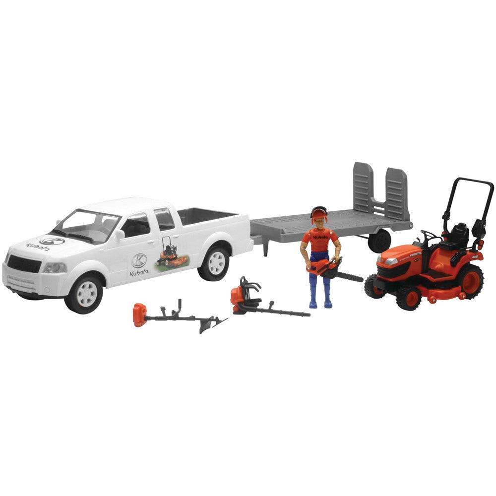 New Ray Toys 1:20 Scale Kubota Pick Up & Lawn Mower Set