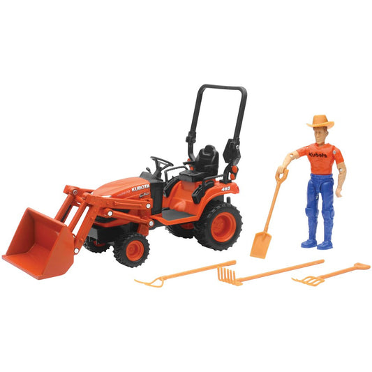 New Ray Toys 1:18 Scale BX2670 Compact Tractor with Front Loader Playset