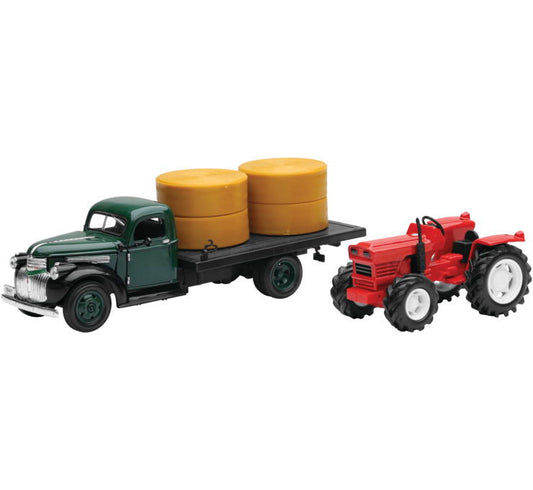 New Ray Toys 1941 Chevy Flatbed with Farm Tractor
