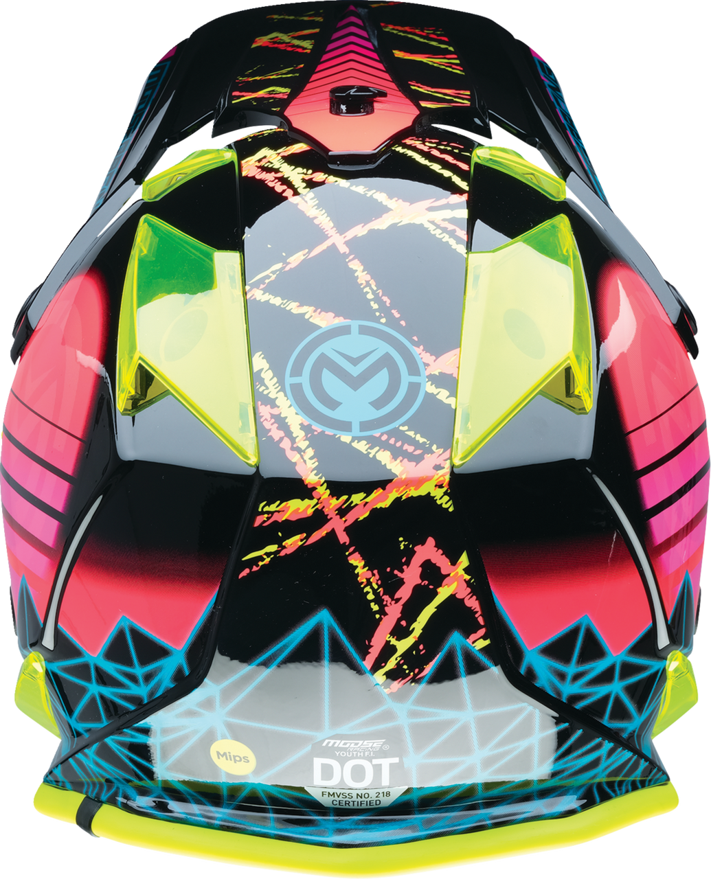 Moose Racing Youth F.I. MIPS® Helmet - Vaporwave Black/Pink/Yellow