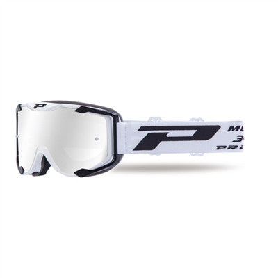 ProGrip 3404 Fluo Menace MX Goggle - White/Black-Iridium Silver Lens