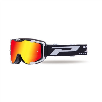 ProGrip 3404 Fluo Menace MX Goggle - Black/White-Iridium Red Lens