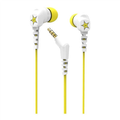 Scosche Rockstar Thudbuds Noise Isolation Earbuds - White/Yellow