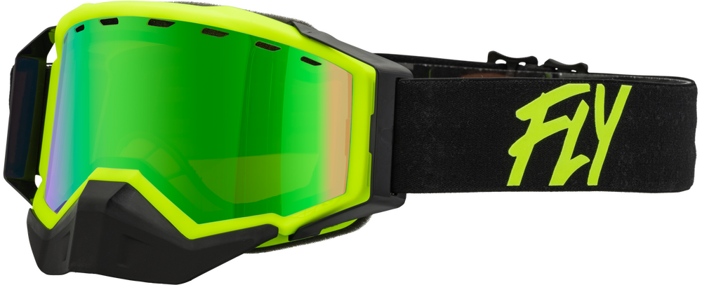 FLY RACING - 37-50269 - ZONE SNOW GOGGLE BLACK/HI-VIS W/ GREEN MIRROR/AMBER LENS