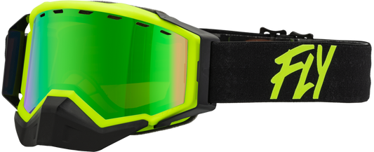 FLY RACING - 37-50269 - ZONE SNOW GOGGLE BLACK/HI-VIS W/ GREEN MIRROR/AMBER LENS
