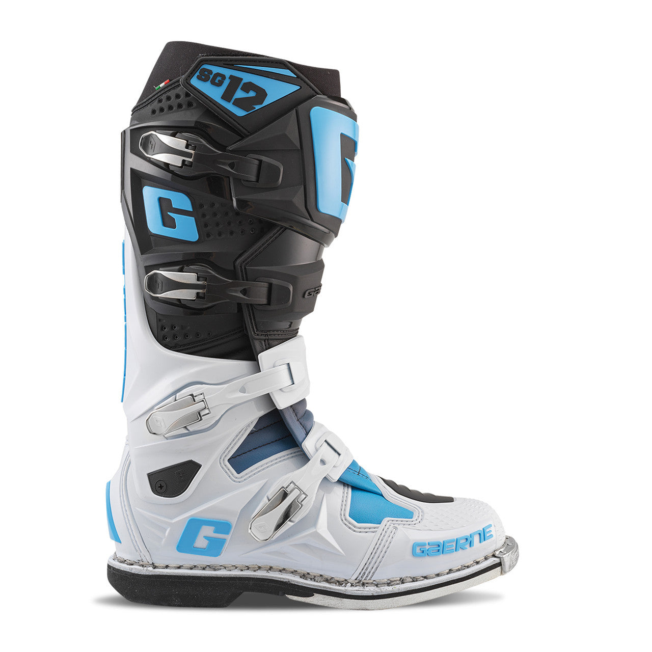 Gaerne SG12 Offroad Boots Black/White/Carolina Blue LE