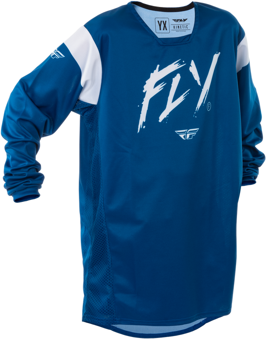 FLY Racing 2025 Youth Kinetic Stoke Jersey Navy/White