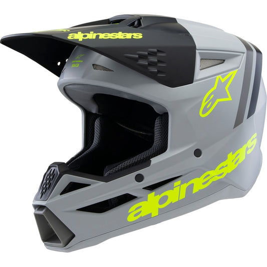 Alpinestars Youth Supertech SM3 Helmet Radium Gray/Black/Yellow Fluo Matte