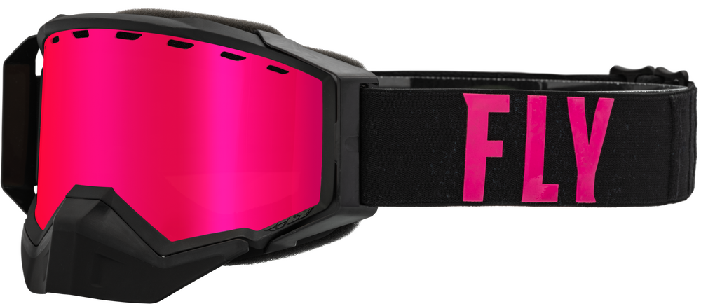 FLY RACING - 37-50336 - ZONE PRO SNOW GOGGLE BLK/PINK W/ PINK MIR/PLRZD SMOKE LENS