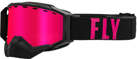 FLY RACING - 37-50336 - ZONE PRO SNOW GOGGLE BLK/PINK W/ PINK MIR/PLRZD SMOKE LENS
