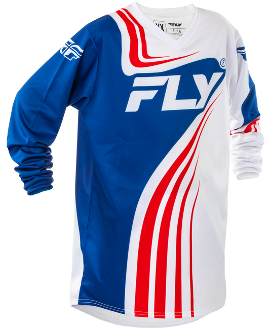 FLY Racing 2025 Youth F-16 Jersey Red/White/Blue