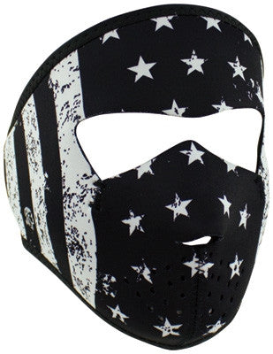 Bobster Neoprene Patented Full Face Mask - Black & White Flag (small face)