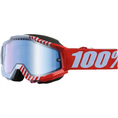 100% Accuri Snow Goggle - Cupcoy Red/Silver - Blue Mirror Lens