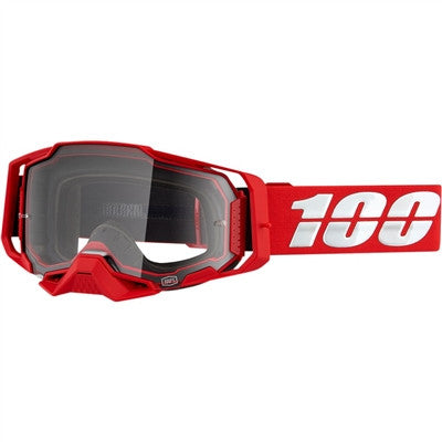 100% Armega Offroad Goggle - Red/Hiper Silver Mirror Len