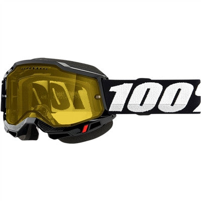 100% Accuri Snow Goggle - Black/Yellow Vented Dual Lens