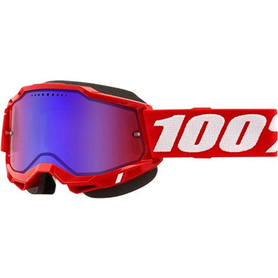 100% Accuri Snow Goggle - Red/Mirror Red/Blue Lens