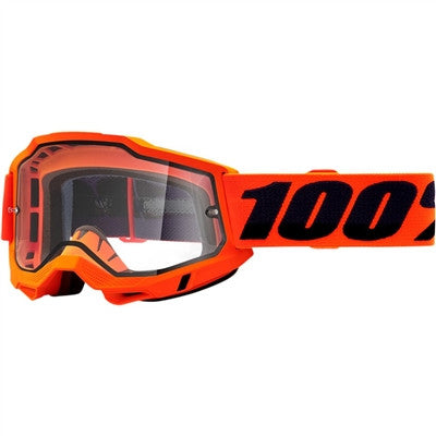 100% Accuri Enduro Moto Goggle - Neon Orange/Clear Dual Lens