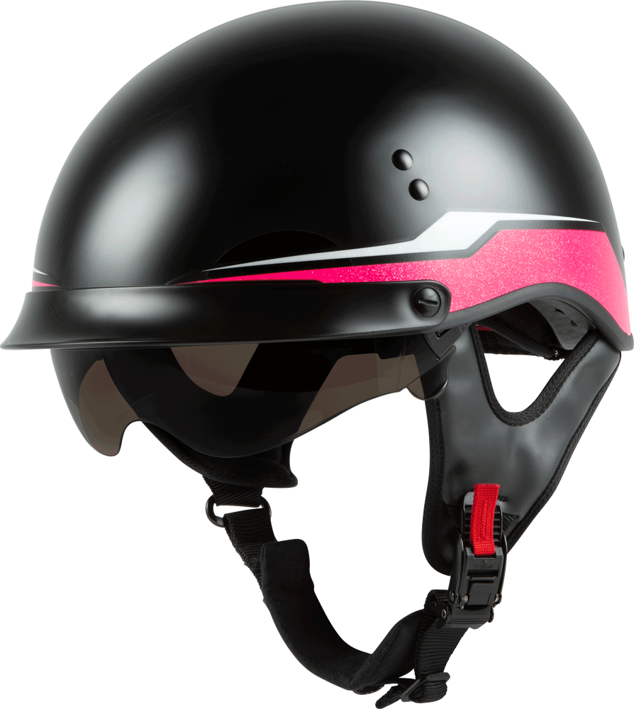 GMAX HH-65 Half Helmet Source Full Dressed Black Pink