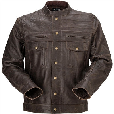Z1R Deagle Leather Jacket - Brown