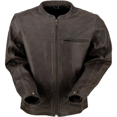 Z1R Munition Perforated Leather Jacket - Brown
