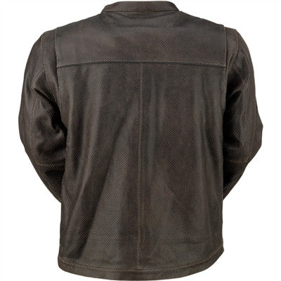 Z1R Munition Perforated Leather Jacket - Brown