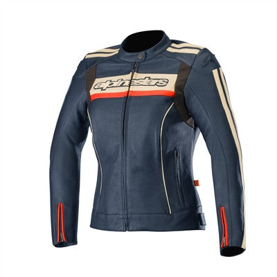 Alpinestars 2019 Womens Stella Dyno v2 Leather Jacket - Navy/Stone/Red
