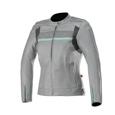 Alpinestars 2019 Womens Stella Dyno v2 Leather Jacket - Grey/Aqua