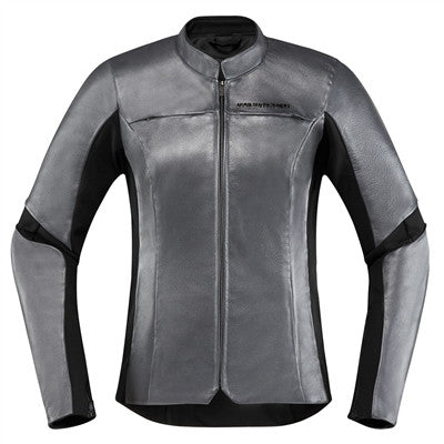 Icon Womens Overlord Leather Jacket - Charcoal