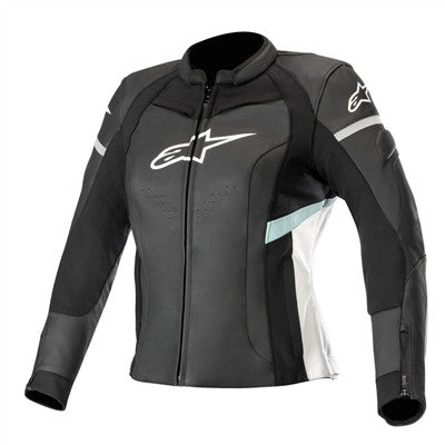 Alpinestars 2019 Womens Stella Kira Leather Jacket - Black/White/Teal