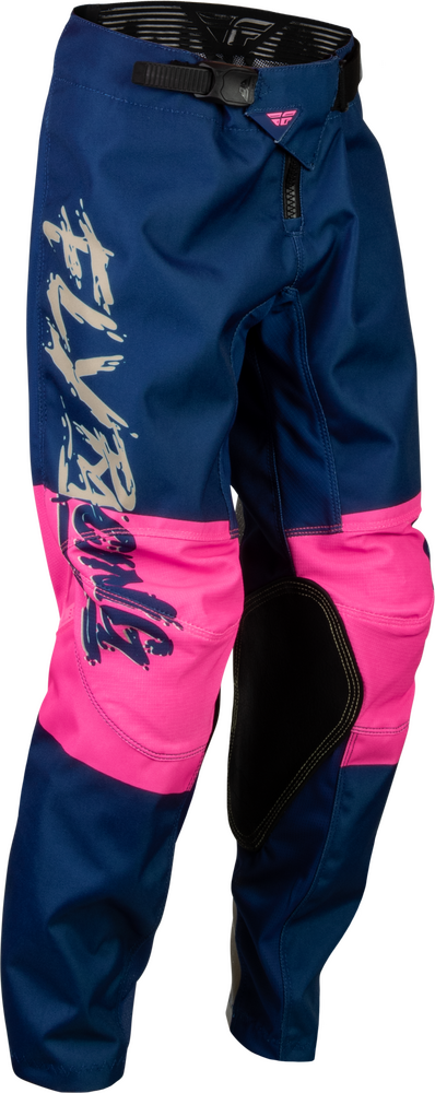 FLY Racing 2023 Youth Kinetic Khaos Pants Pink/Navy/Tan