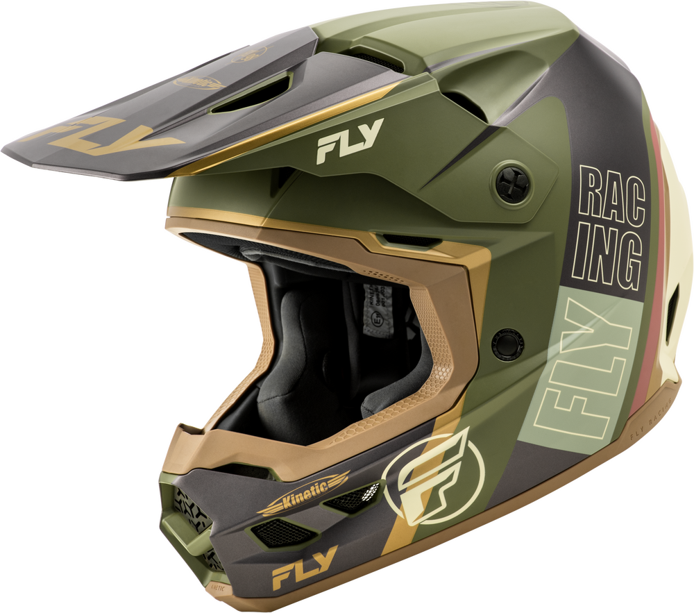 FLY Racing Kinetic Rally Offroad Helmet Matte Moss Grey/Khaki/Off-White