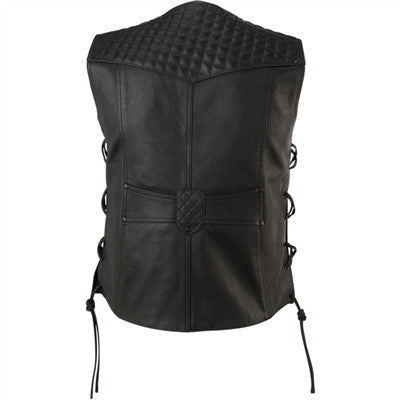 Z1R Womens Gaucha Leather Vest - Black