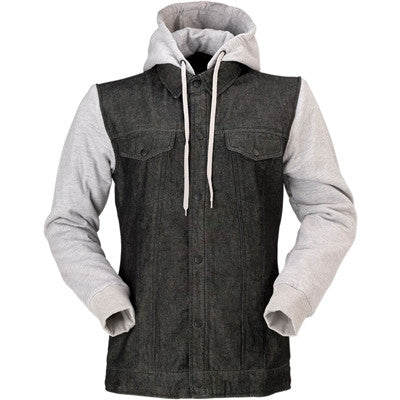 Z1R Womens Denim Riding Hoodie - Black/Grey