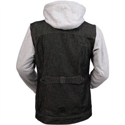 Z1R Womens Denim Riding Hoodie - Black/Grey