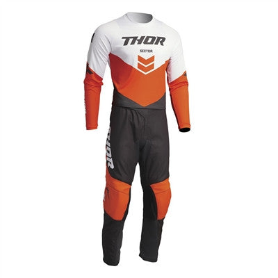 Thor Youth Sector Chev Jersey and Pant Combo Charcoal Red