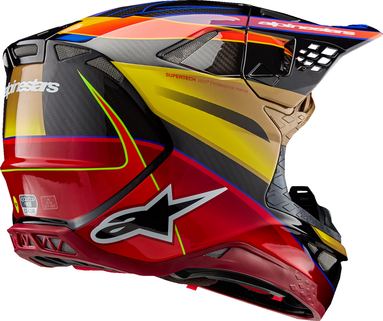 Alpinestars 2024 Supertech M10 Era MIPS Helmet - Gloss Gold/Yellow/Rio Red