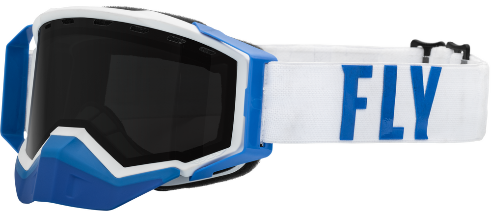 FLY RACING - 37-50339 - ZONE PRO SNOW GOGGLE WHT/BLUE W/ POLARIZED SMOKE LENS