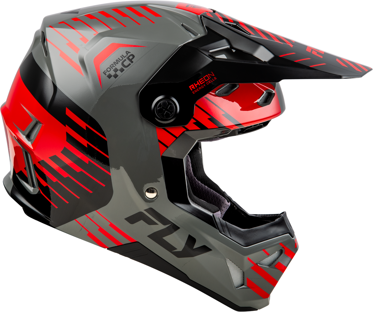 FLY Racing 2025 Youth Formula CP Slice Helmet Grey/Red/Black Youth Large