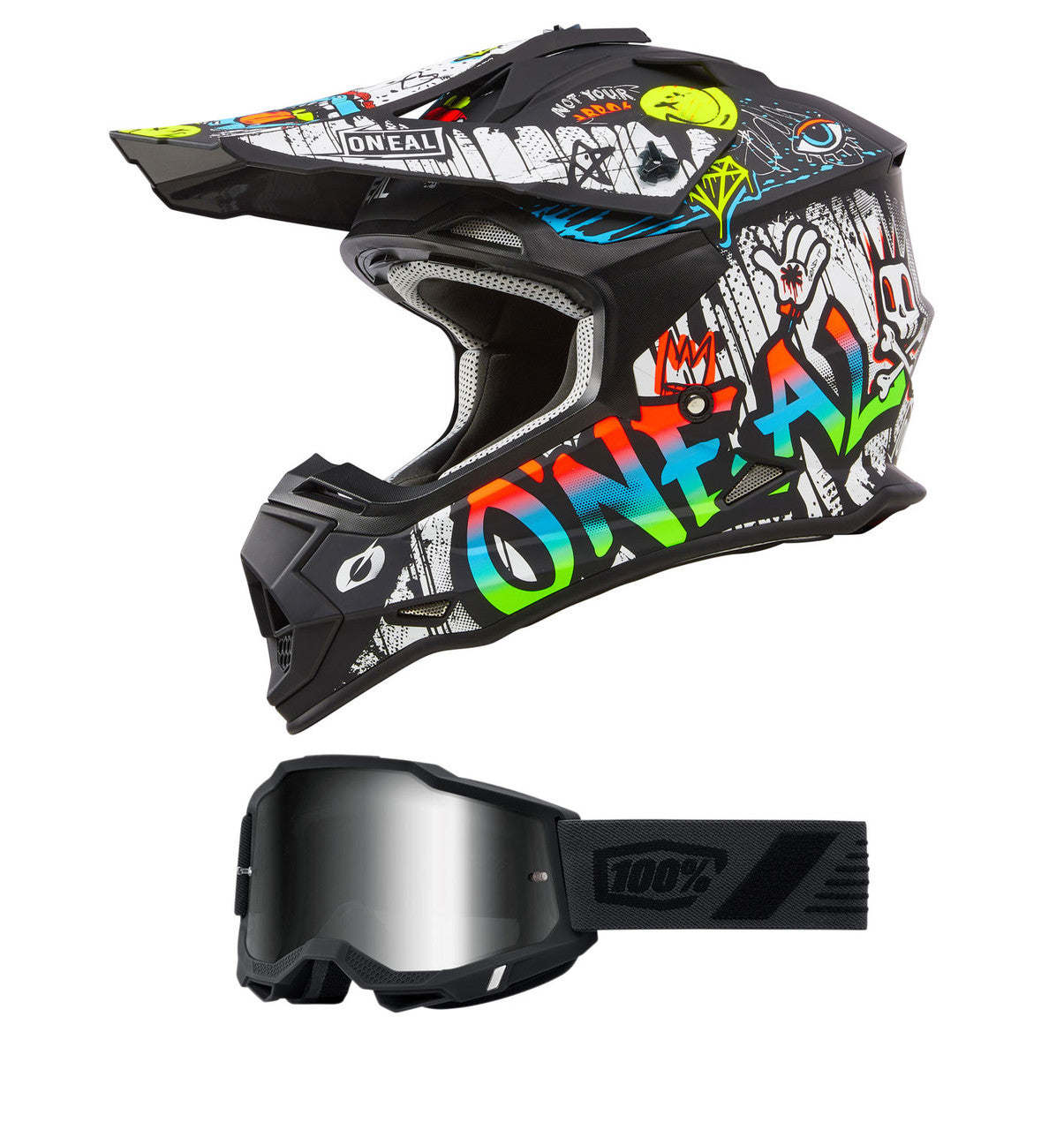 O'Neal 2024 2 Series Rancid Helmet and Goggle Combo Black/White