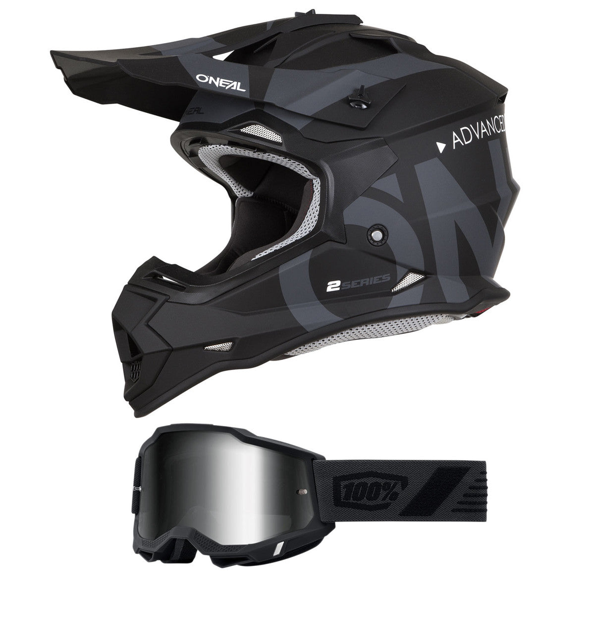 O'Neal 2024 2 Series Slick Helmet and Goggle Combo Black/Grey