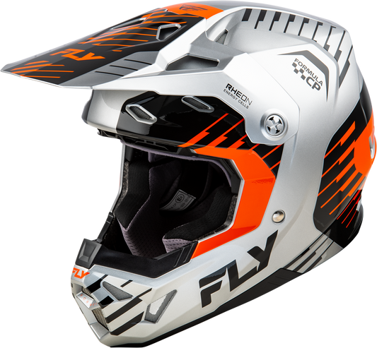 FLY Racing 2025 Youth Formula CP Slice Helmet Grey/Orange/Black Youth Large
